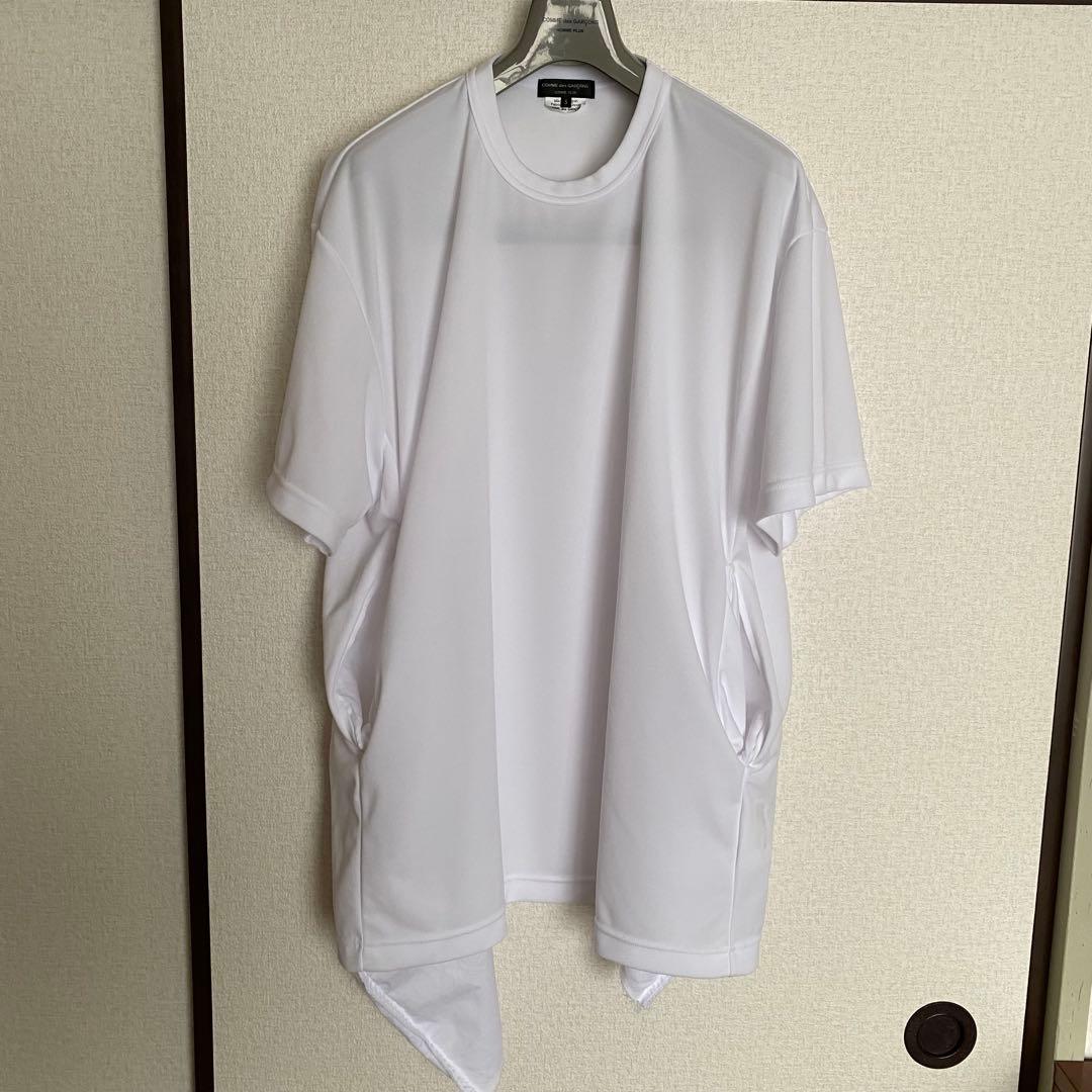 コムデギャルソンオムプリュス 25SS ポリエステル フラシ布Tシャツ ホワイト