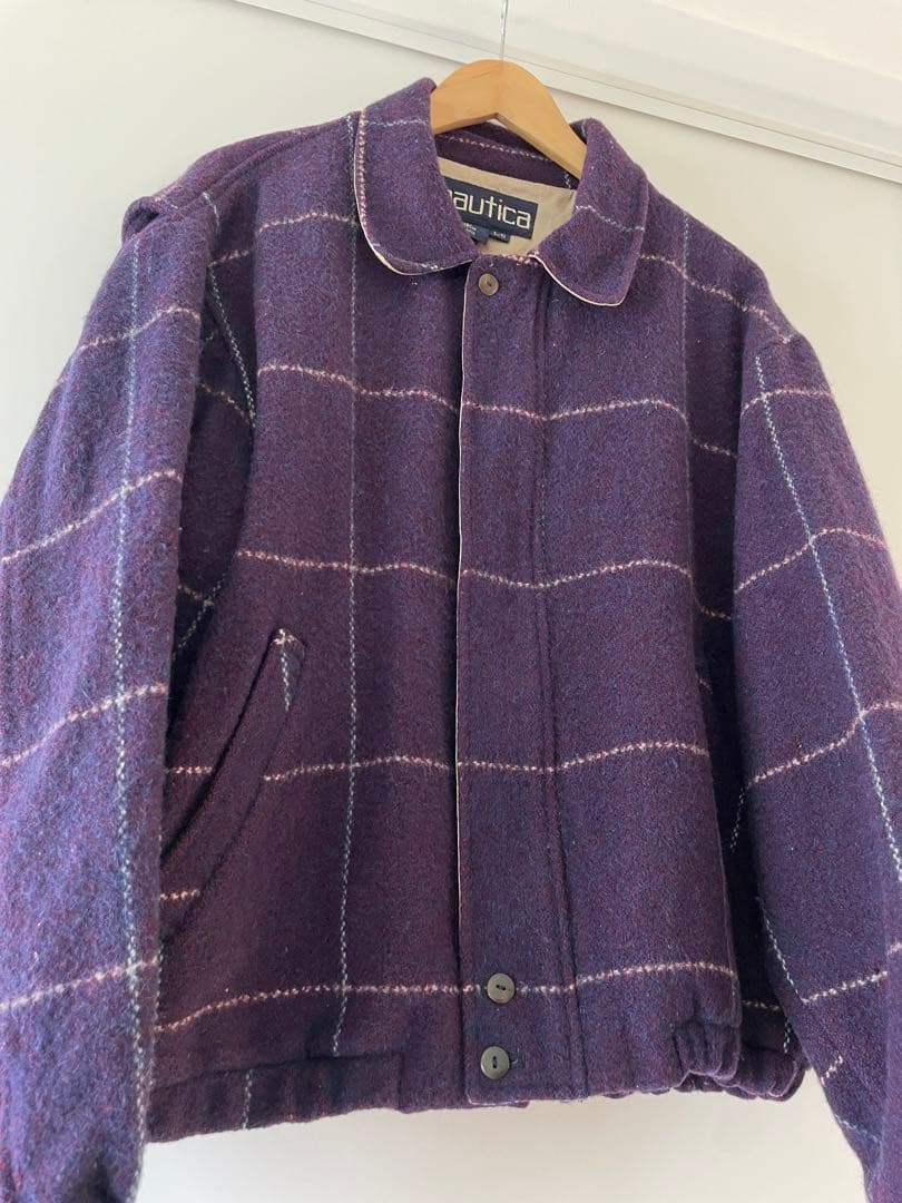 レア80s〜ノーティカ Nautica 紫 チェック柄 ジャケットブルゾン
