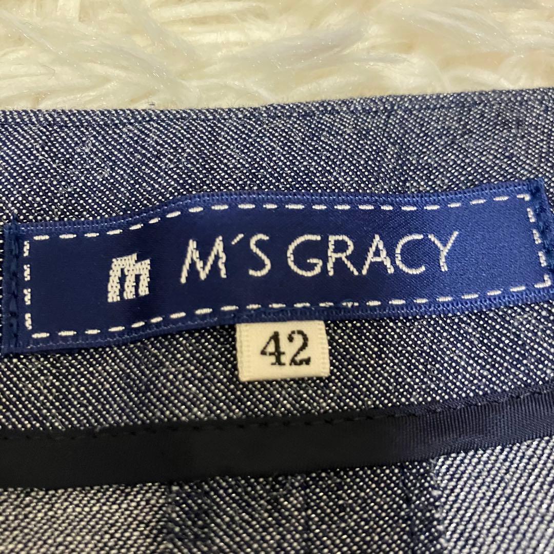 【タグ付】M'S GRACY エムズグレイシー　デニム半袖ワンピース　紺　42
