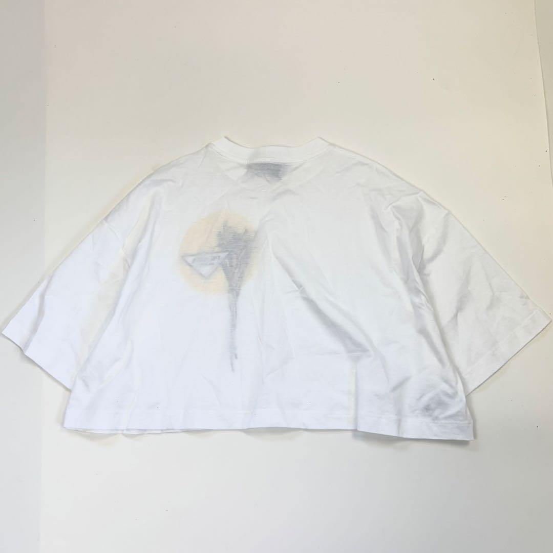 PRADA フラワー トライアングルロゴ Tシャツ 半袖 クロップド丈 M