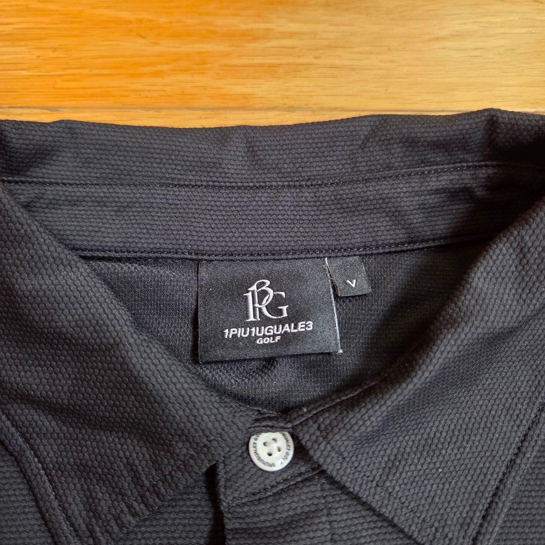 1PU1UGUALE3 ゴルフシャツ 黒/グレー　薄手Lサイズ