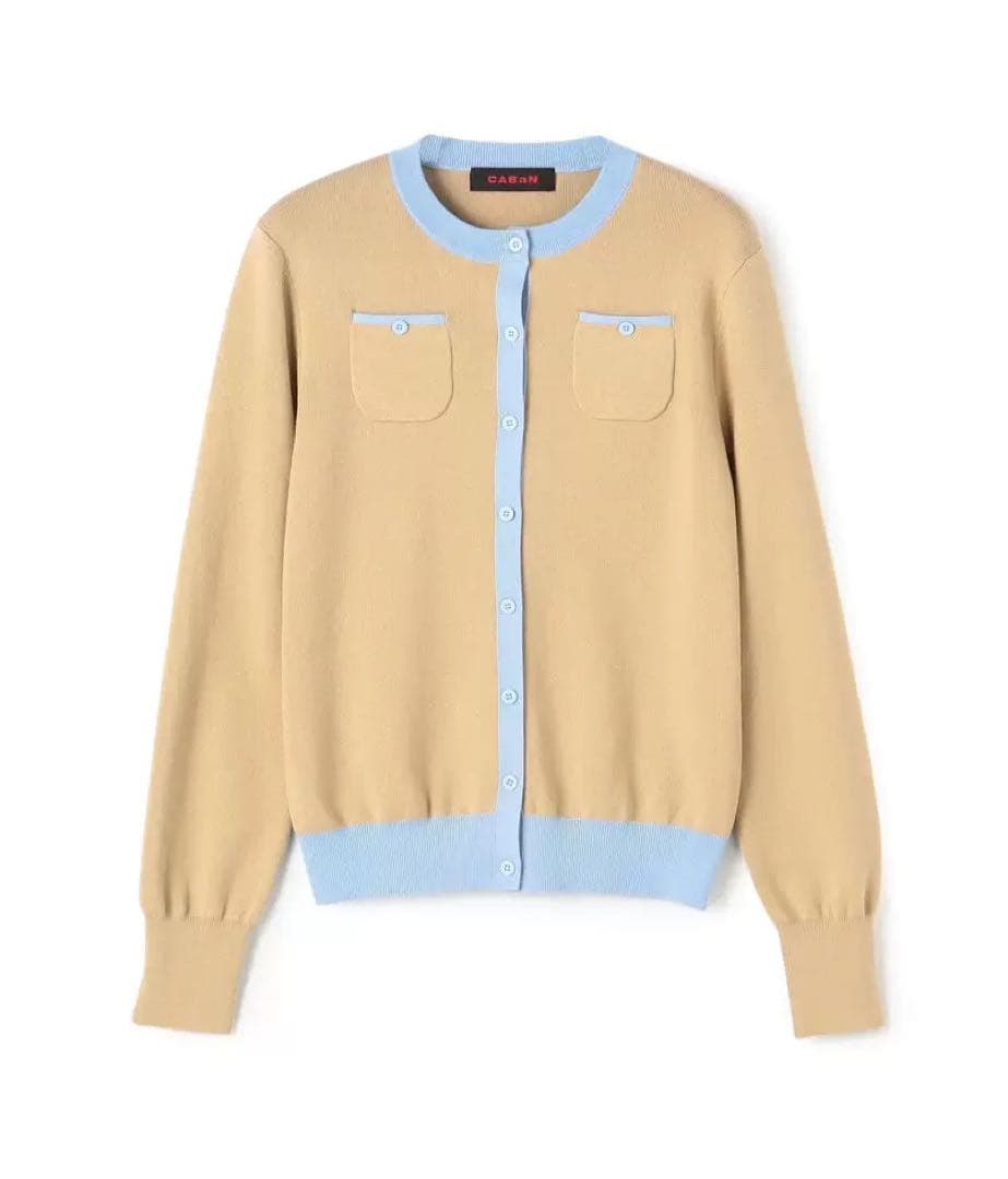 未使用品、CABaN コットンカシミヤ クルーネックカーディガン 42番フリー