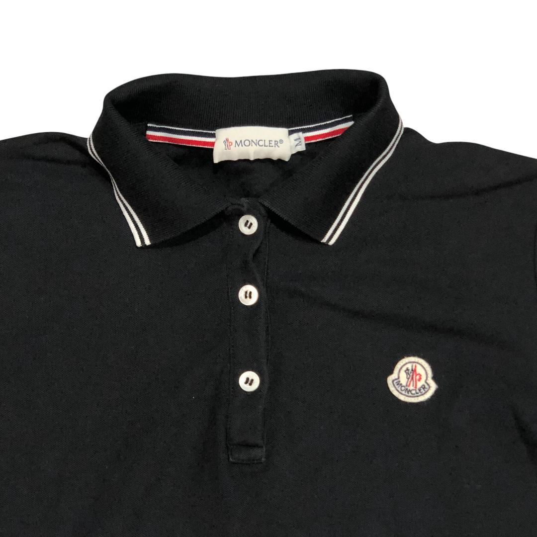 な*ん様 MONCLER モンクレール 半袖 ポロシャツ M ブラック ワッペン
