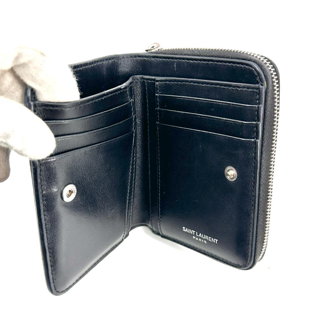 サンローラン YSL 折り財布 ハート スタッズ 限定品 ブラック