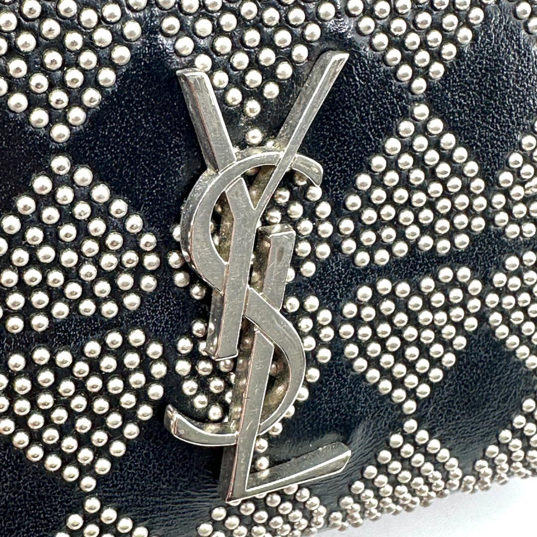 サンローラン YSL 折り財布 ハート スタッズ 限定品 ブラック