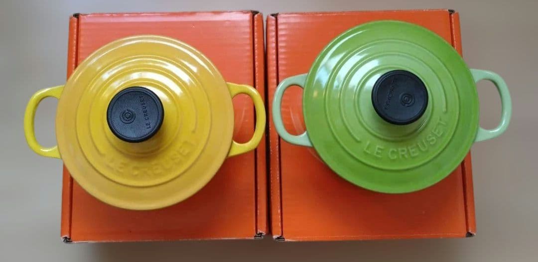 LE CREUSET 両手鍋　14センチ イエロー グリーン セット