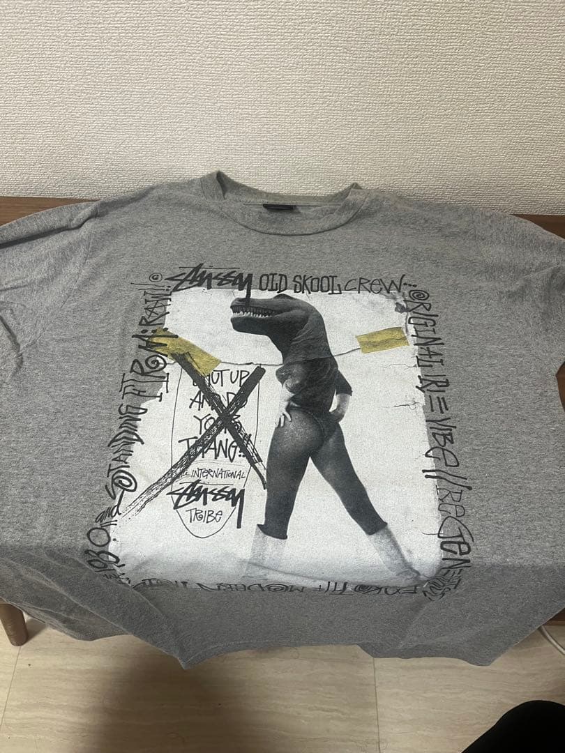 Stussy OLD SKOOL CREW グレー Tシャツ M