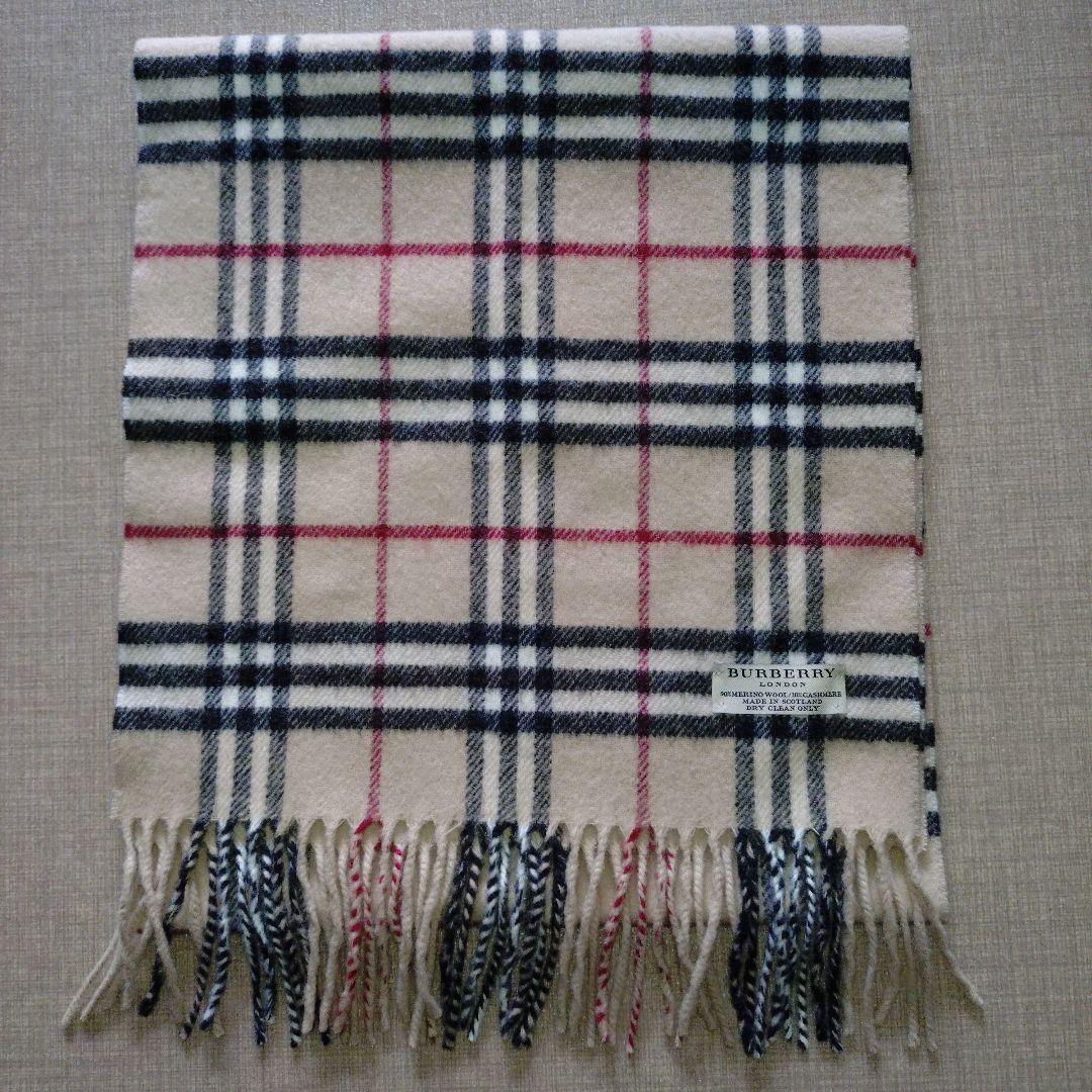 人気 BURBERRY バーバリー カシミヤ ウール マフラー チェック