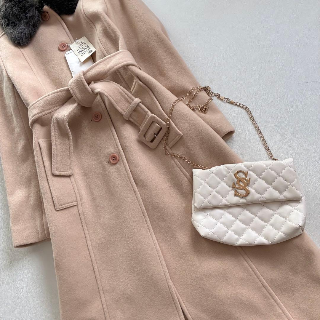 ◆新品◆エフデ◆カシミヤ混上質ロングコート◆ベージュ◆ステンカラー◆M◆