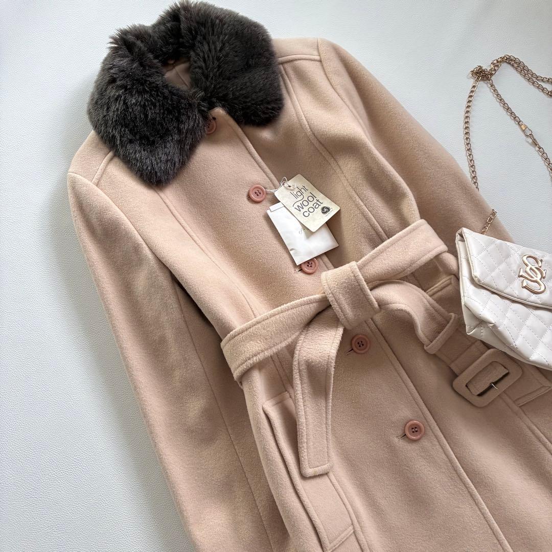 ◆新品◆エフデ◆カシミヤ混上質ロングコート◆ベージュ◆ステンカラー◆M◆