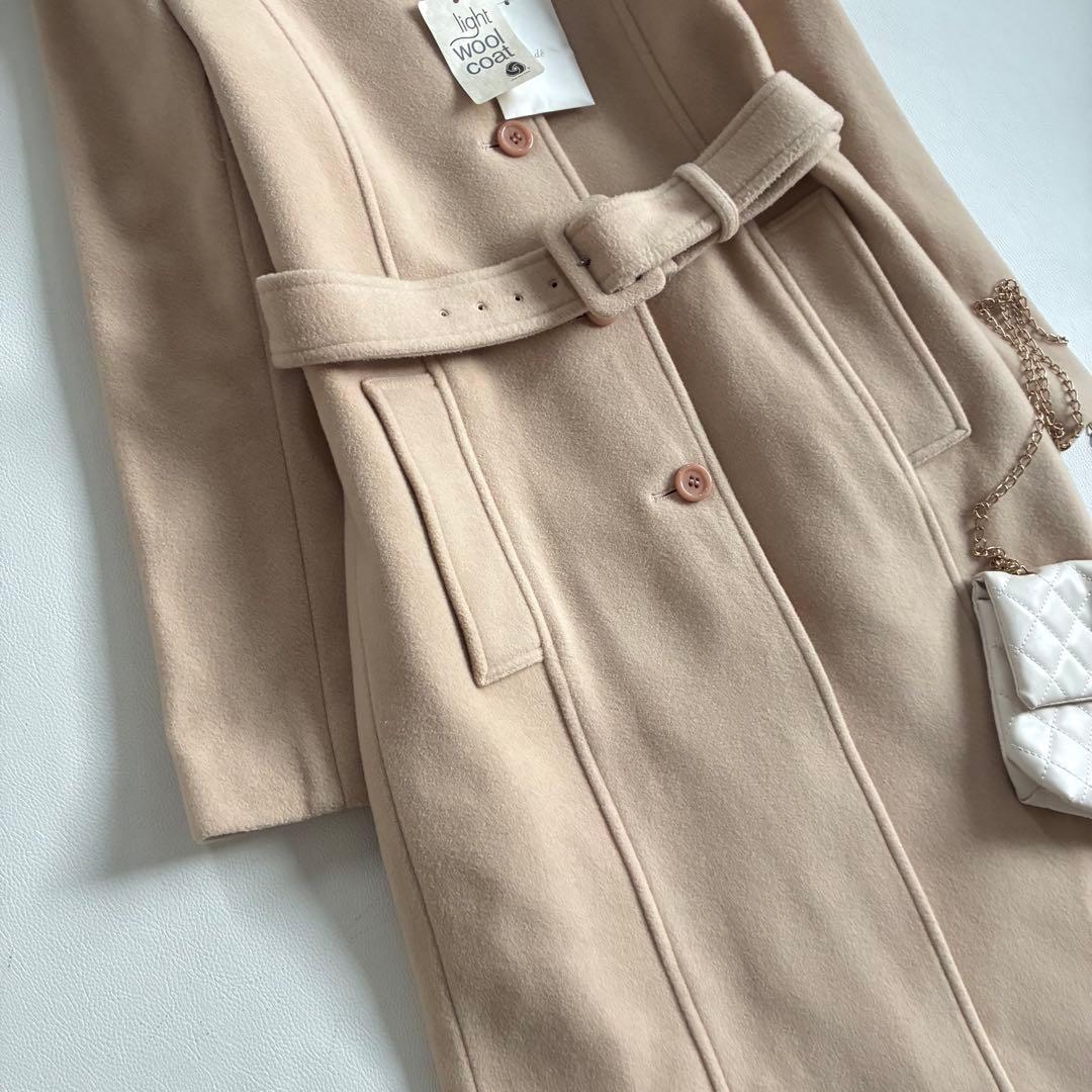 ◆新品◆エフデ◆カシミヤ混上質ロングコート◆ベージュ◆ステンカラー◆M◆