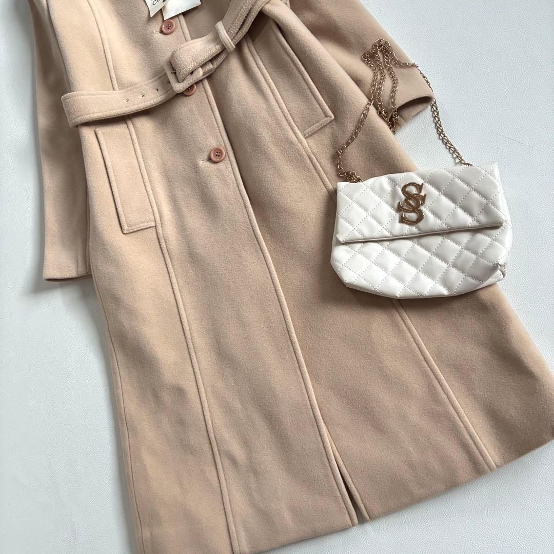 ◆新品◆エフデ◆カシミヤ混上質ロングコート◆ベージュ◆ステンカラー◆M◆