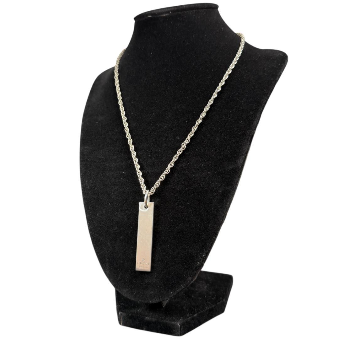 4079 美品 GUCCI ネックレス プレート チェーン シルバー 925