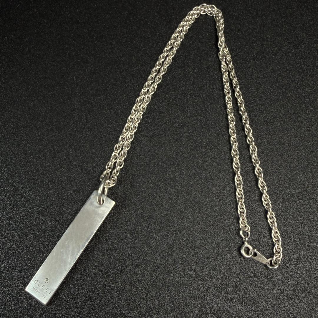 4079 美品 GUCCI ネックレス プレート チェーン シルバー 925