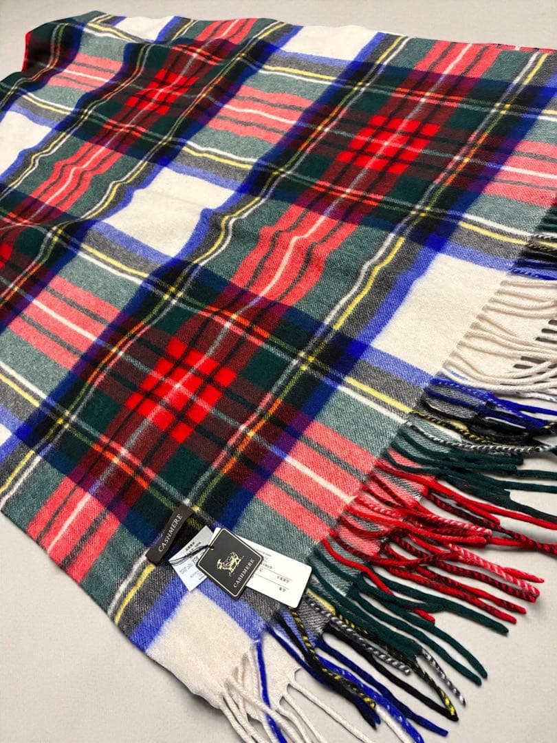 【新品タグ付き】カシミヤ 赤タータンチェック ストール さらふわ