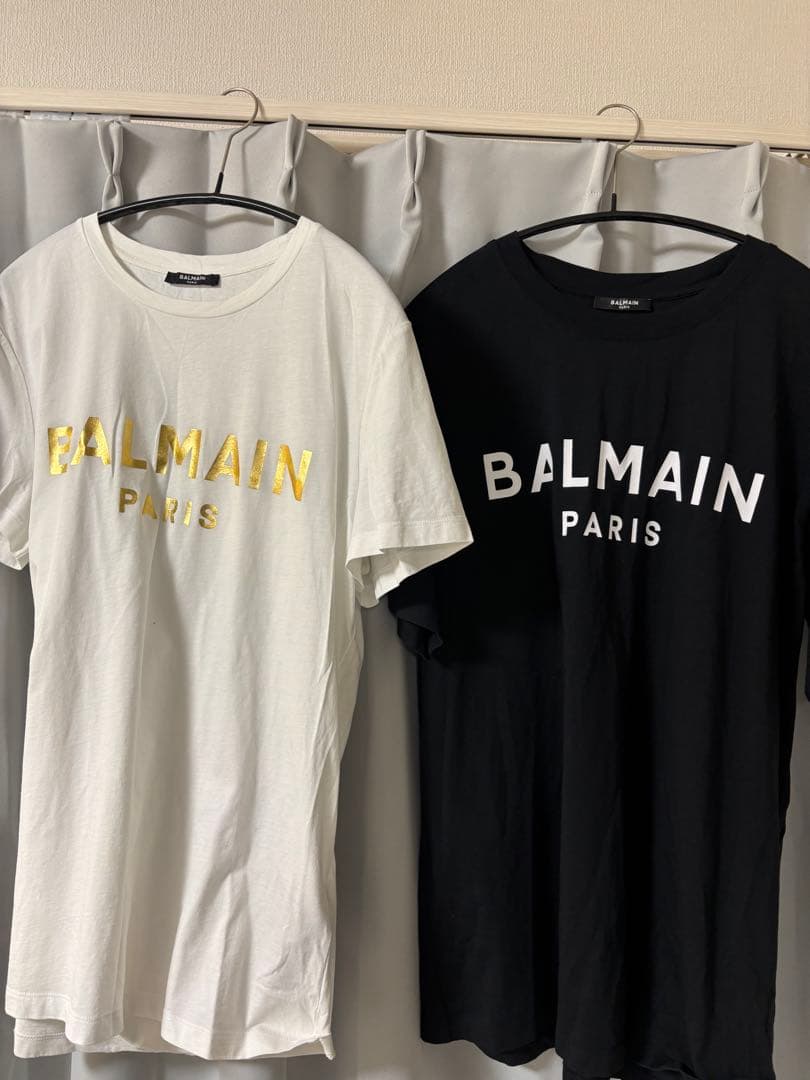 【2枚セット】BALMAIN PARIS フロント ロゴプリント半袖Tシャツ