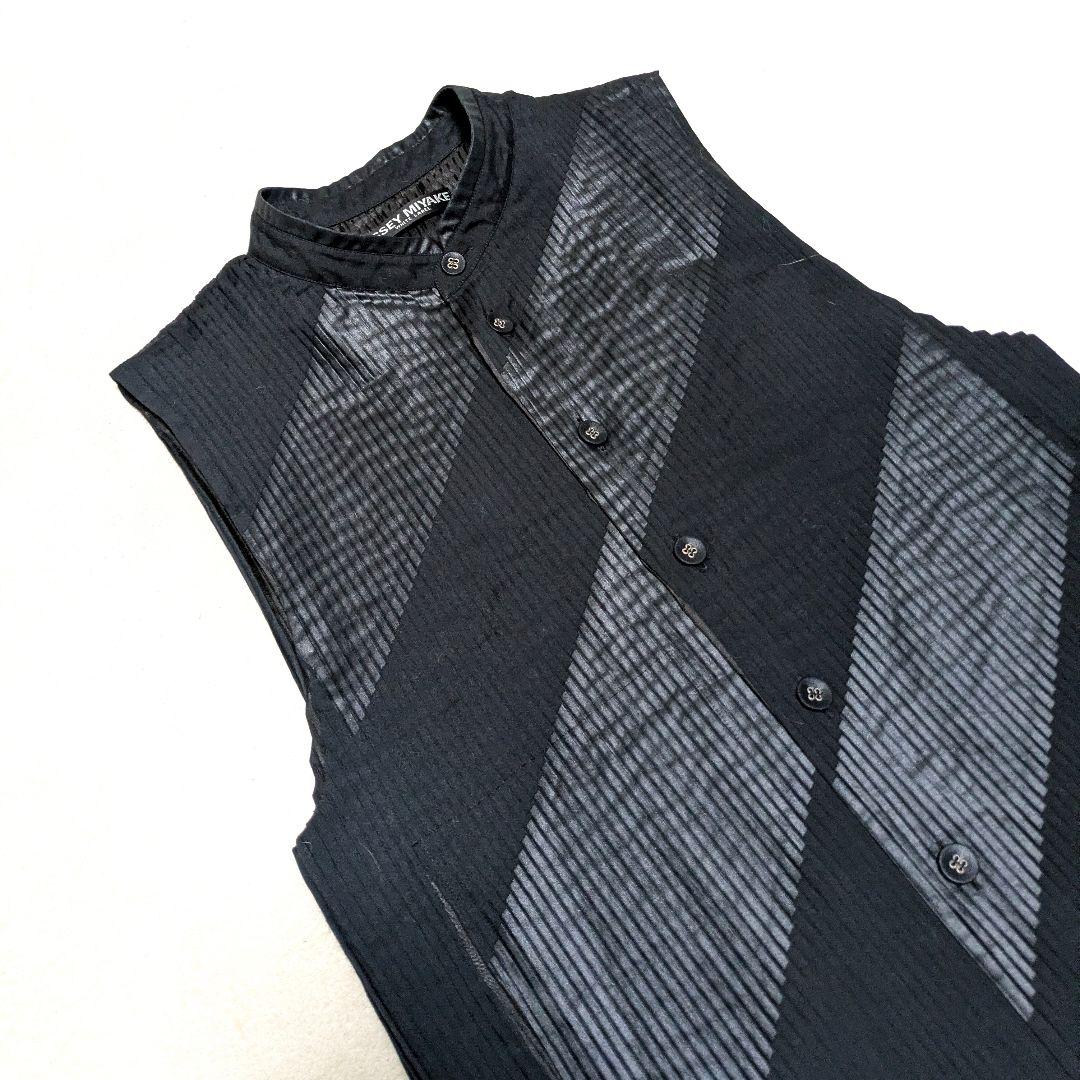 ISSEY MIYAKE MEN 切替デザイン プリーツ ジレ ベスト サイズL