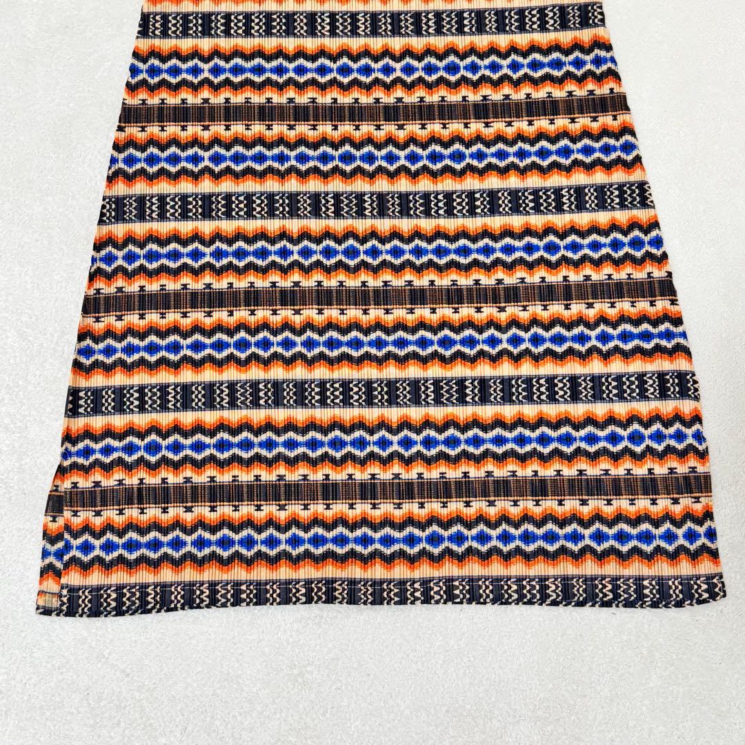極美品✨PLEATS PLEASE ワンピース　総柄　ハイネック　七部丈