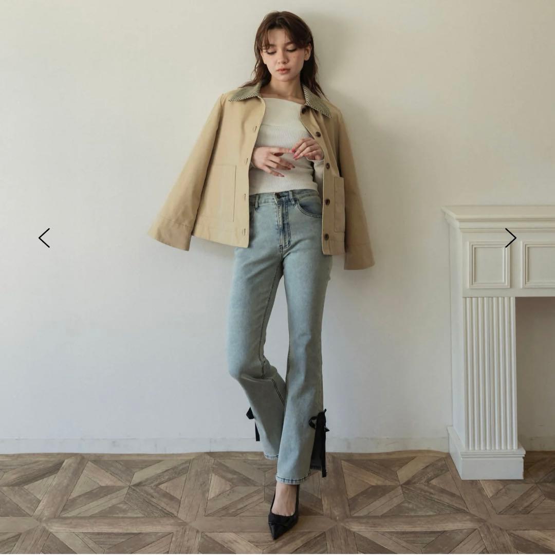 【新品】RANCLIC side slit denim ribbon pants