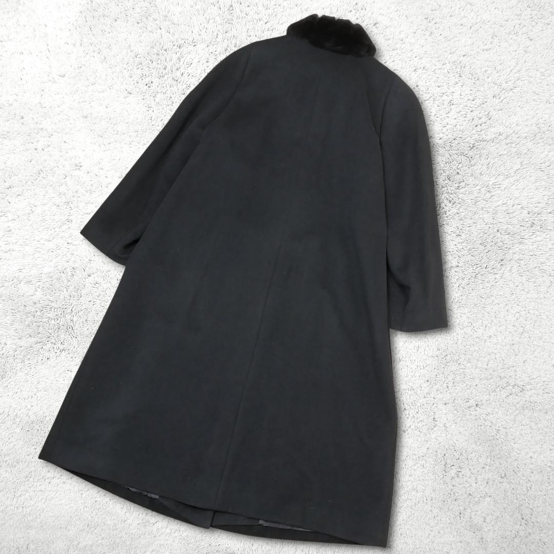 美品【レリアン】カシミヤ100% ロングコート 9号 フォックスファー 日本製