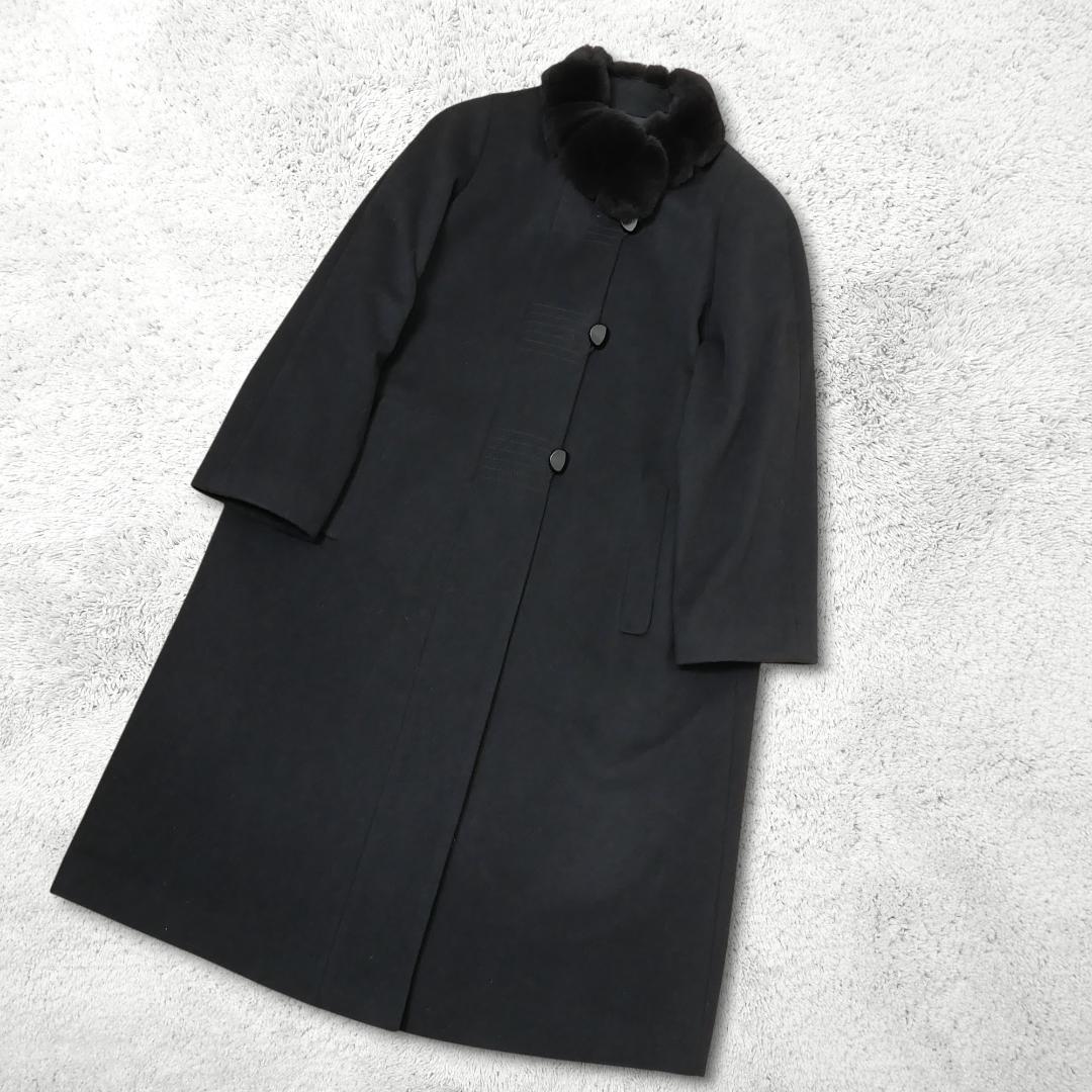美品【レリアン】カシミヤ100% ロングコート 9号 フォックスファー 日本製