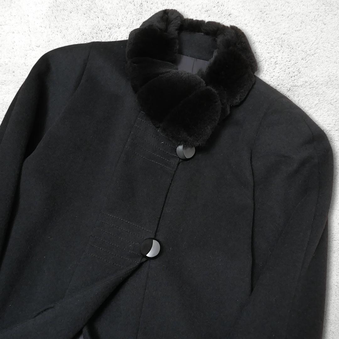 美品【レリアン】カシミヤ100% ロングコート 9号 フォックスファー 日本製