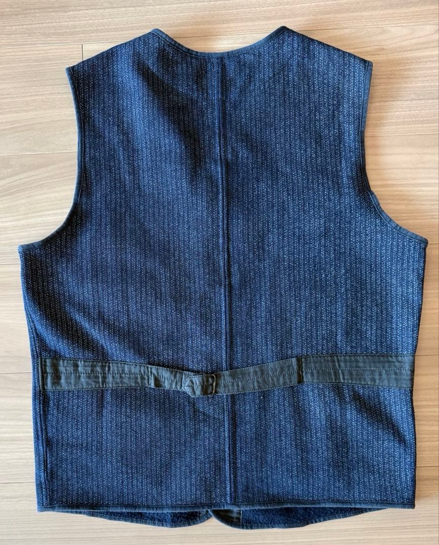 RRL プリント インディゴ フリース ベスト