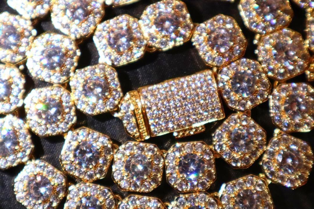 ゴールド 18インチ　テニスチェーン　テニスネックレス　LEX　カッティング