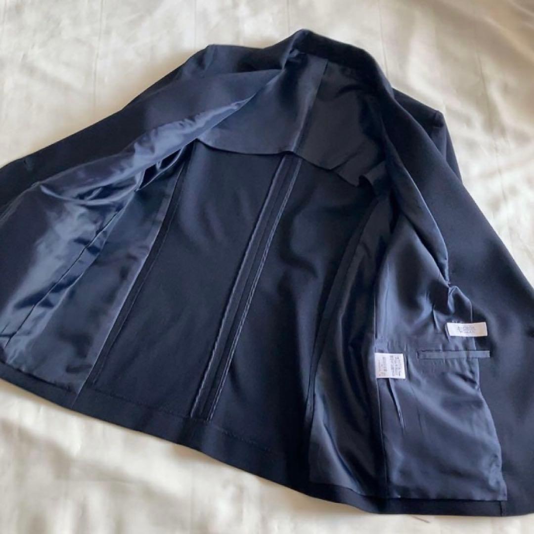新品 洋服の青山 アンカーウーマン ロング丈 ダブルジャケット S ネイビー 紺