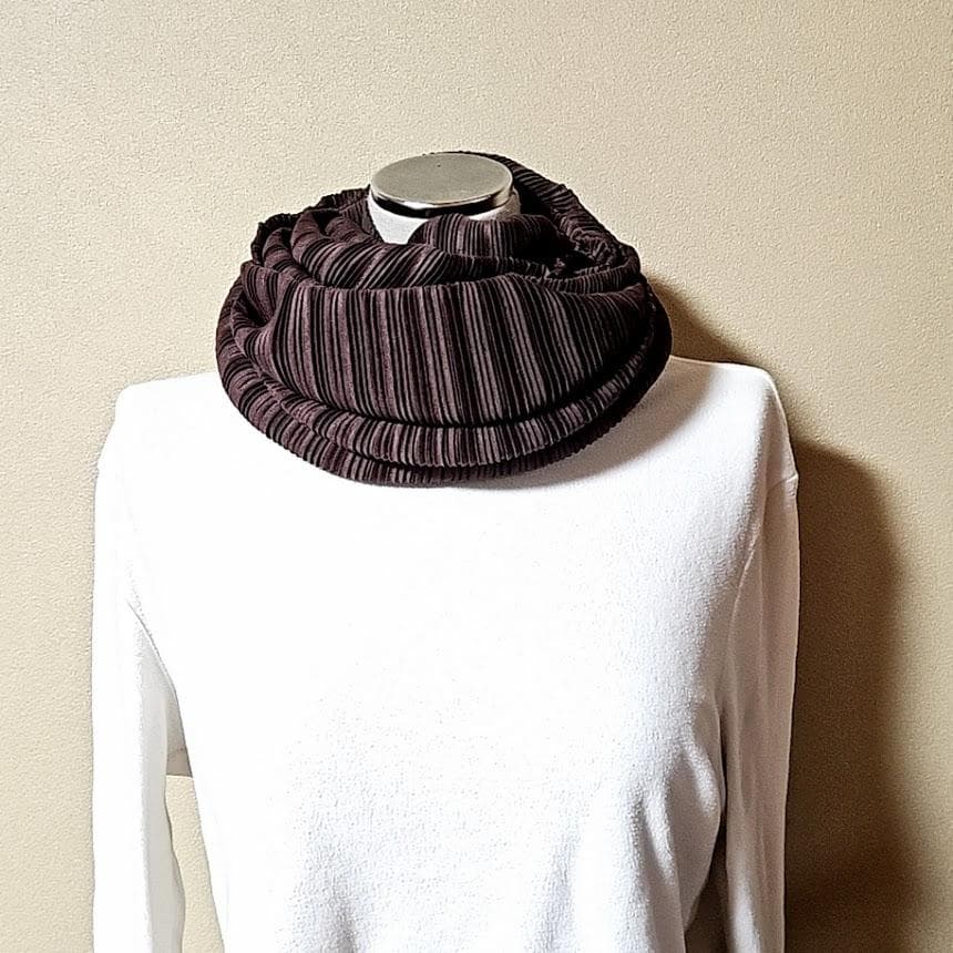 PLEATS PLEASE 筒型ストール ダークブラウンミヤケイッセイ ショート