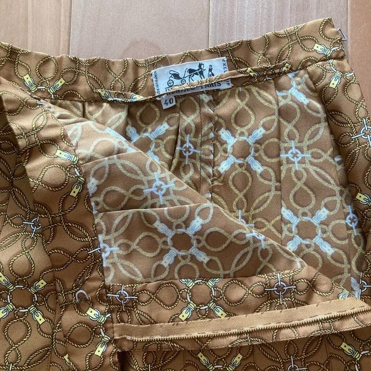 HERMES エルメス 直営店購入 シルク スカート スカーフ ヴィンテージ