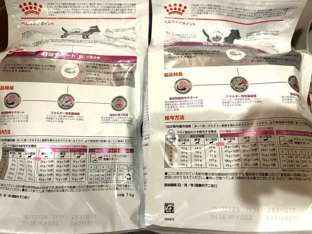 ロイヤルカナン　腎臓サポート　小型犬用S 2袋