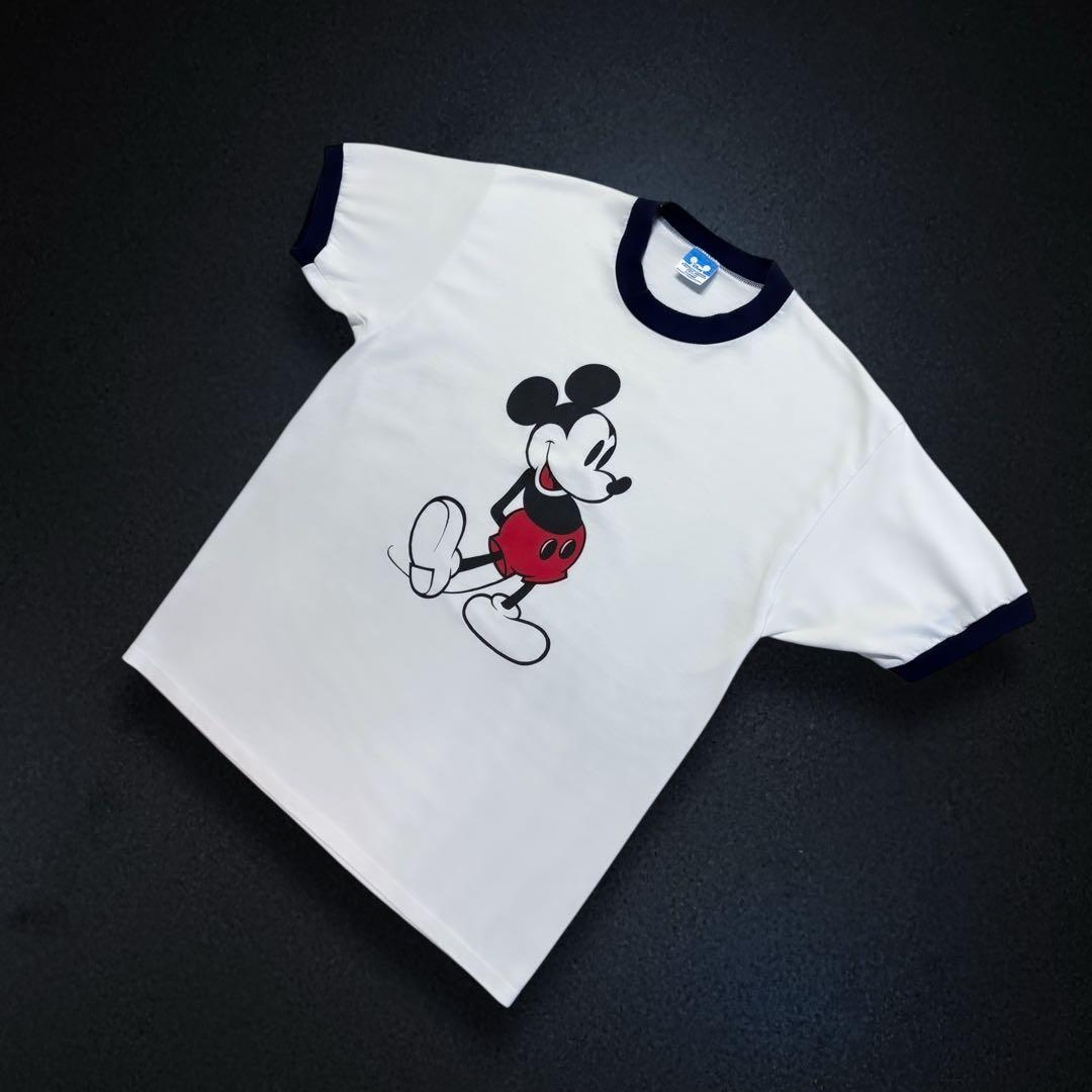 美品 80s Disney 白足 ミッキー XL USA製 ビンテージリンガーT
