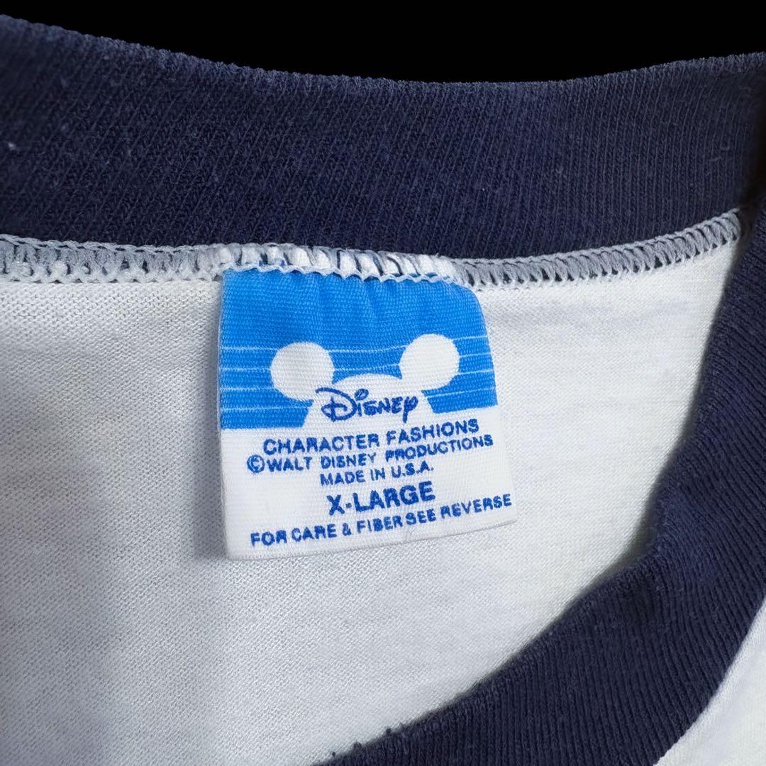 美品 80s Disney 白足 ミッキー XL USA製 ビンテージリンガーT