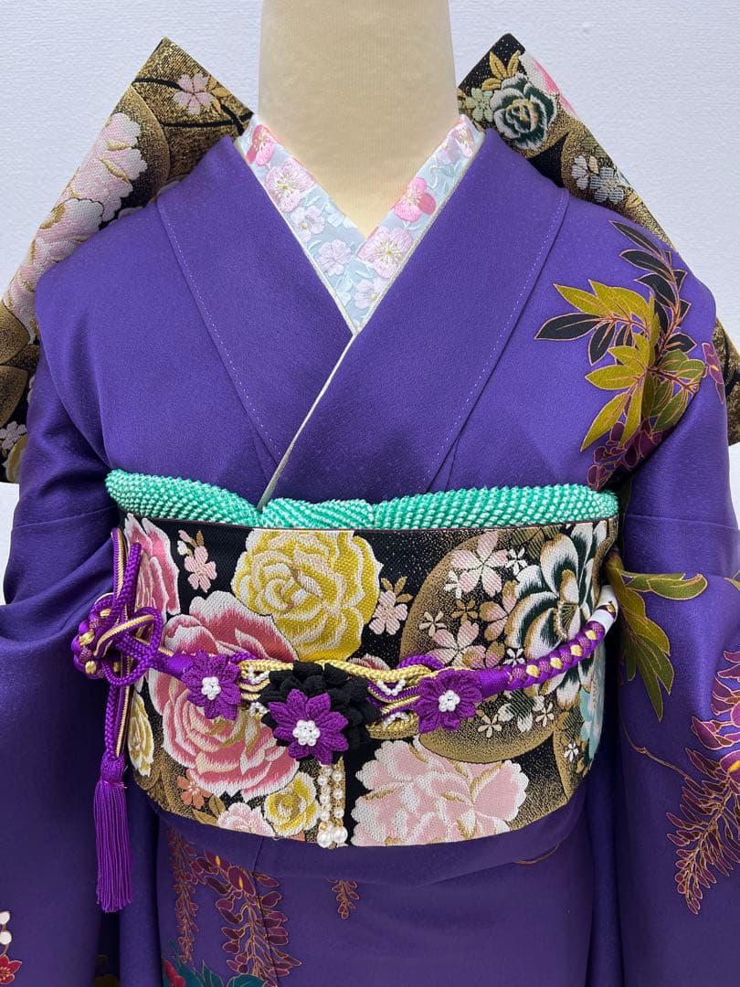 振り袖　フルセット　長襦袢付　金彩加工　成人式　帯締め　帯揚げ　重ね襟　795