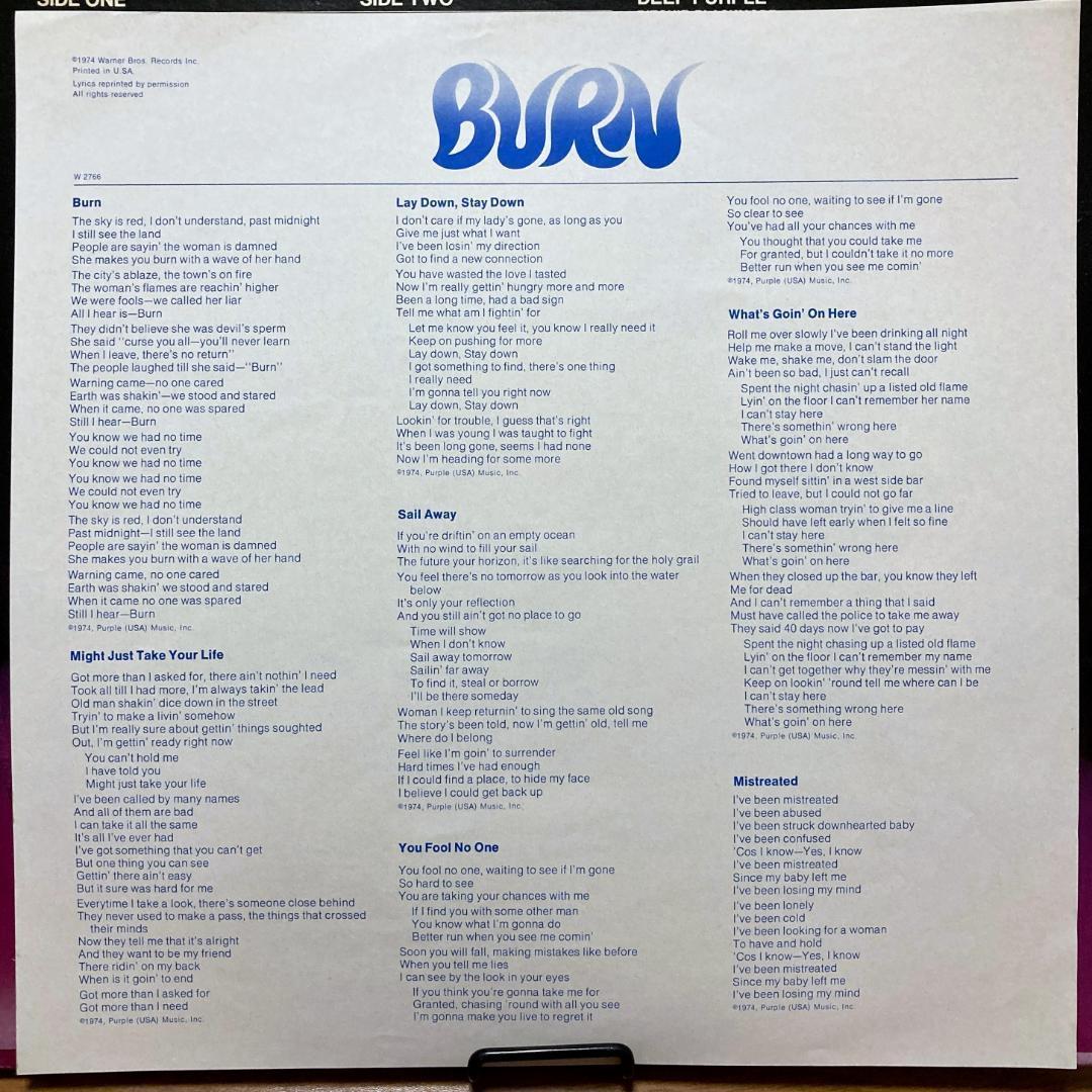 【盤面傷無し・再生確認済み】LPレコード　DEEP PURPLE／BURN　洋楽