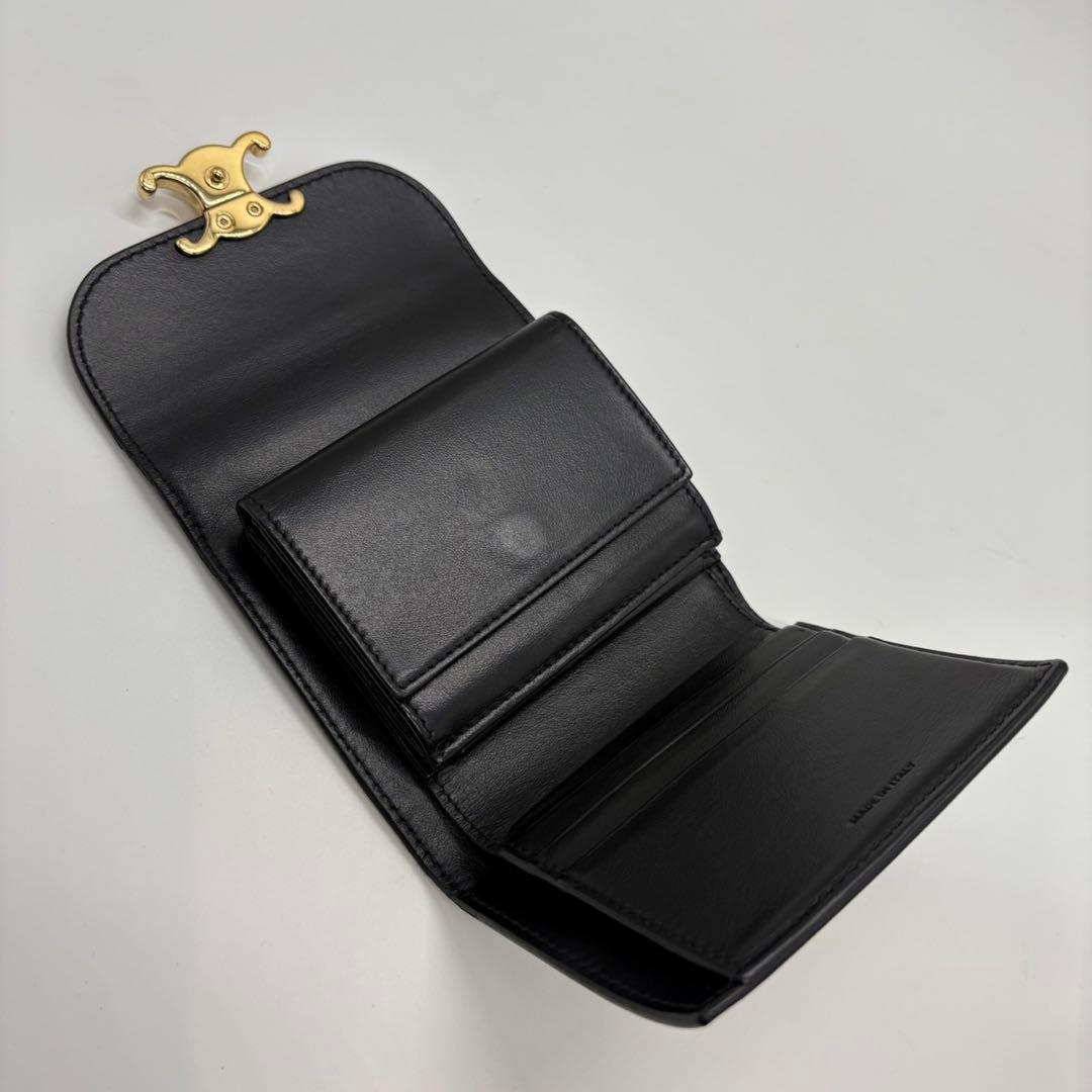 美品☆CELINE☆セリーヌ☆トリオンフ☆カーフスキン☆三つ折り☆財布☆ミニ財布