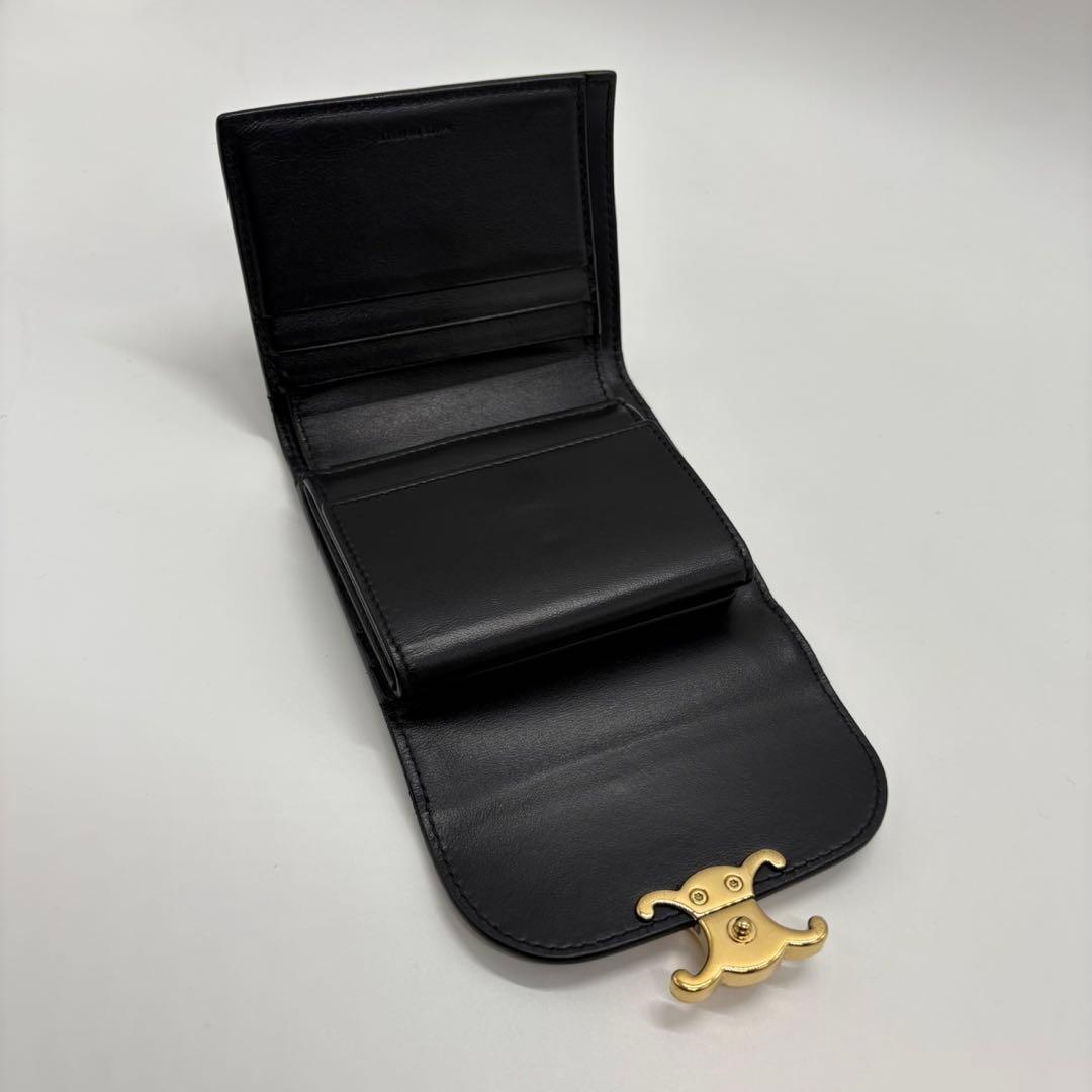 美品☆CELINE☆セリーヌ☆トリオンフ☆カーフスキン☆三つ折り☆財布☆ミニ財布