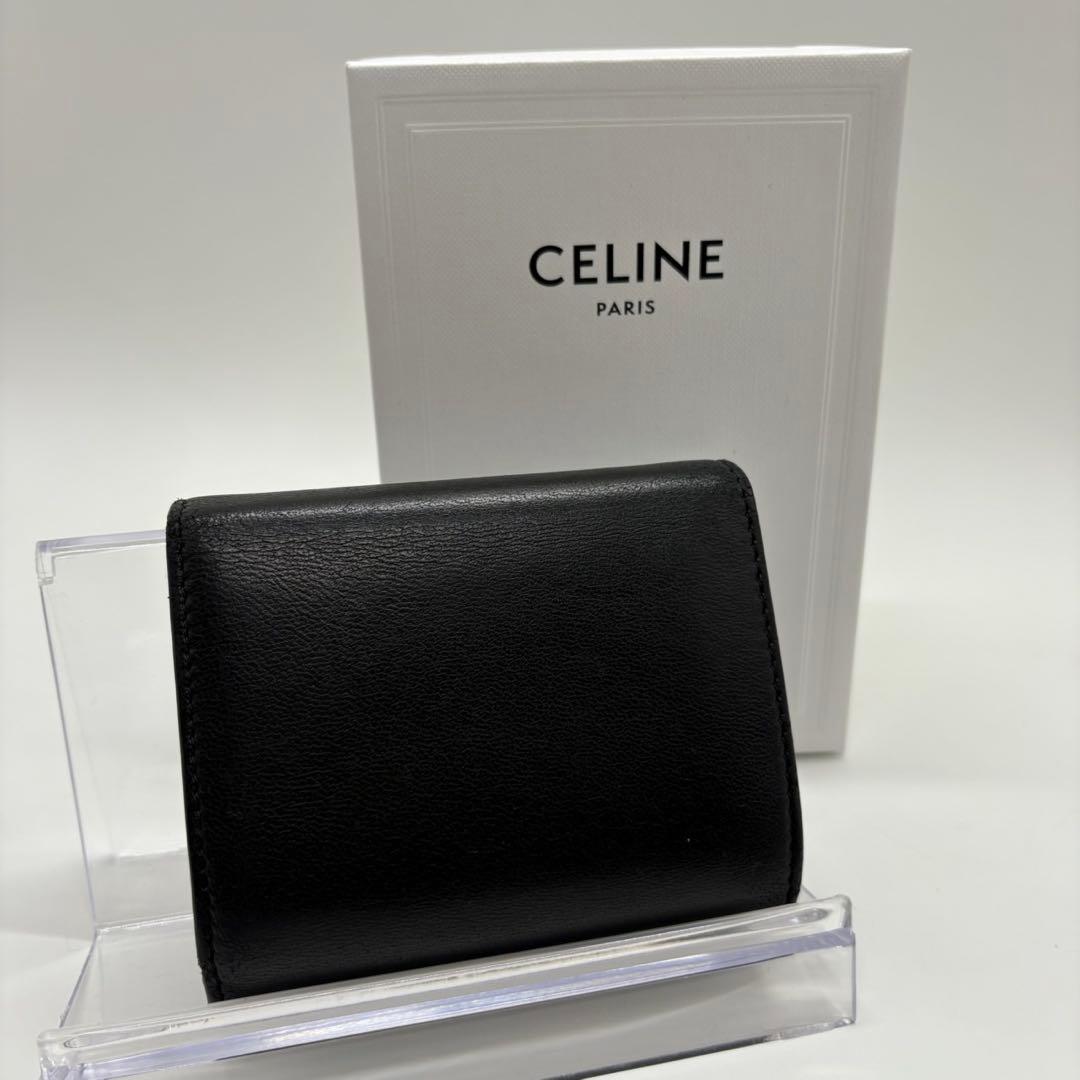 美品☆CELINE☆セリーヌ☆トリオンフ☆カーフスキン☆三つ折り☆財布☆ミニ財布