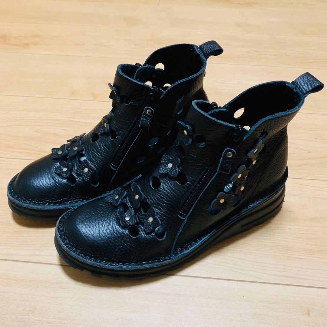 美品✨ユリコマツモト 本革 パンチング サマーブーツ 24cm 4E 日本製