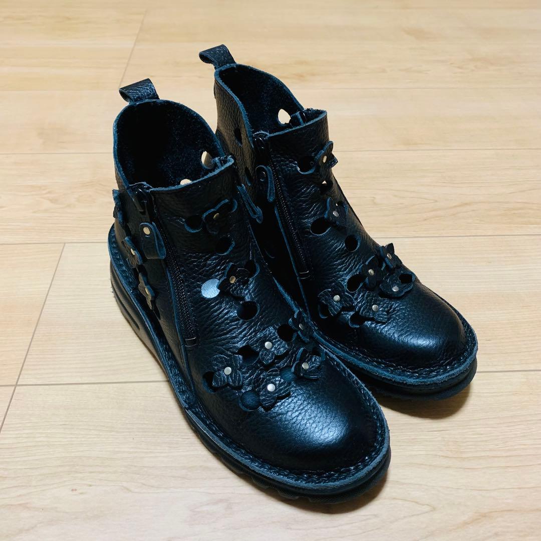 美品✨ユリコマツモト 本革 パンチング サマーブーツ 24cm 4E 日本製