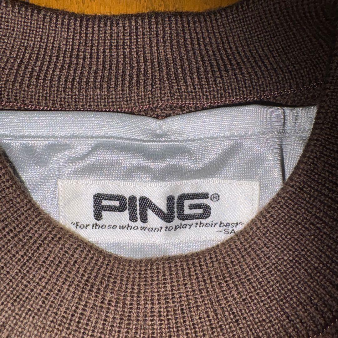 オシャレ 日本製 PING クールネックセーター(ウール100%)(脱着式裏地)