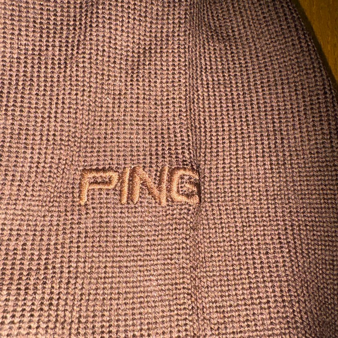 オシャレ 日本製 PING クールネックセーター(ウール100%)(脱着式裏地)