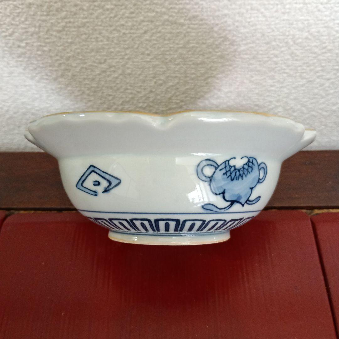 【林九郎窯】波佐見焼　古伊万里花型地紋金菊小鉢　5客組　未使用品　箱無し