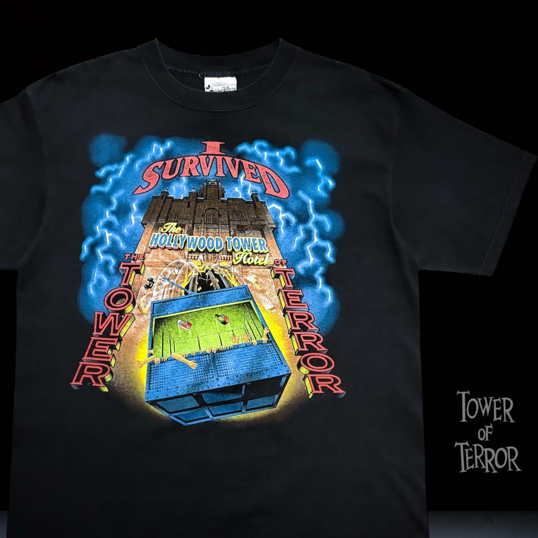 90s Disney タワーオブテラー ドロップT USパーク限定 USA製 L