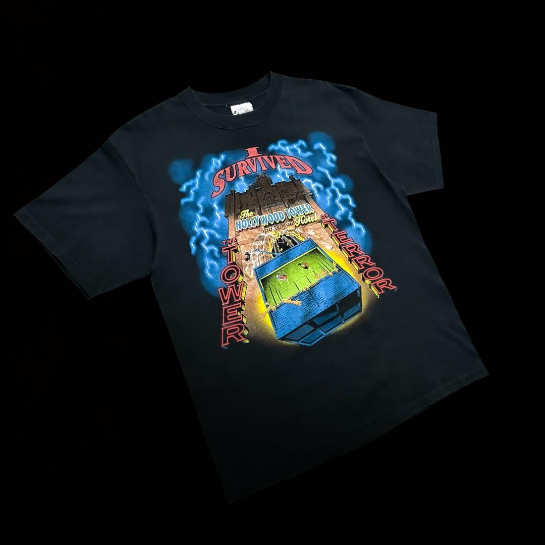90s Disney タワーオブテラー ドロップT USパーク限定 USA製 L