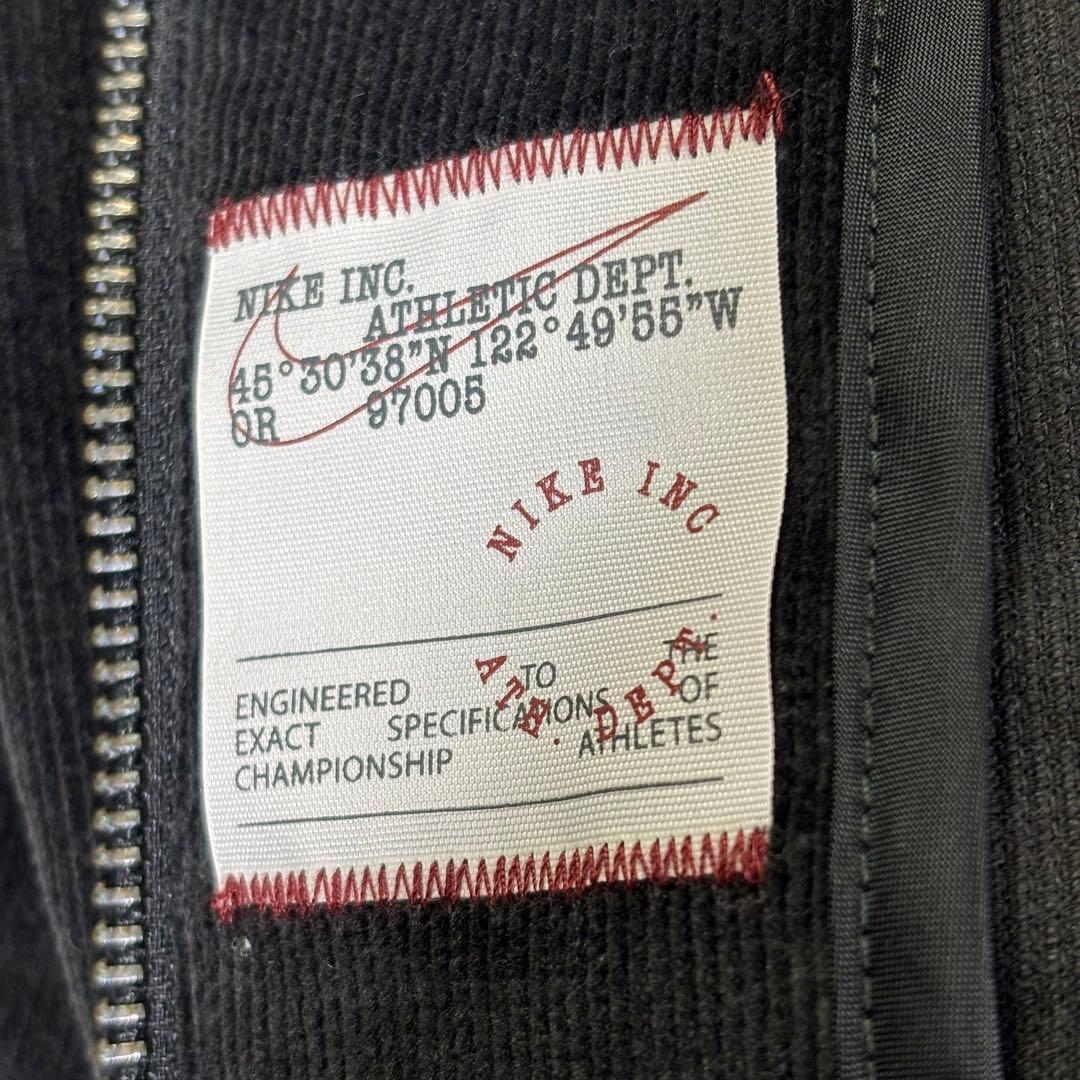 NIKE コーデュロイジャケット　刺繍　スウォッシュ　スイングトップ　XL 黒