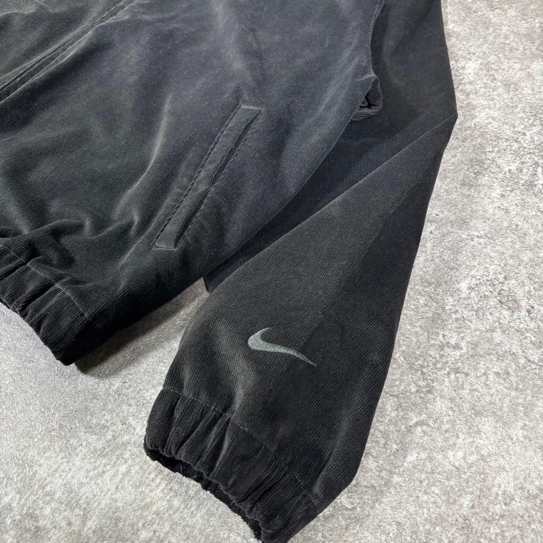 NIKE コーデュロイジャケット　刺繍　スウォッシュ　スイングトップ　XL 黒