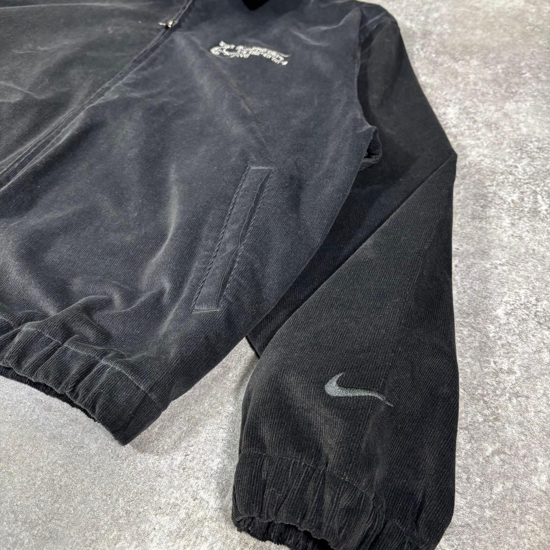 NIKE コーデュロイジャケット　刺繍　スウォッシュ　スイングトップ　XL 黒