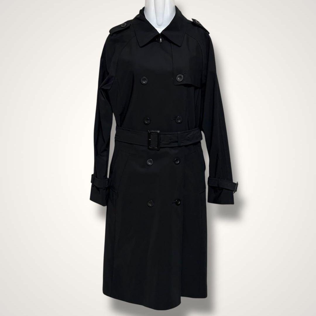 美品✨毛皮ファー ロングトレンチ コート 38 黒 卒業式 入学式 春 秋 冬